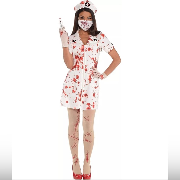 Bloody Nurse Kit Dark Side Doctor Zombie Fancy Dress Up Halloween Costume Large - Picture 1 of 1
